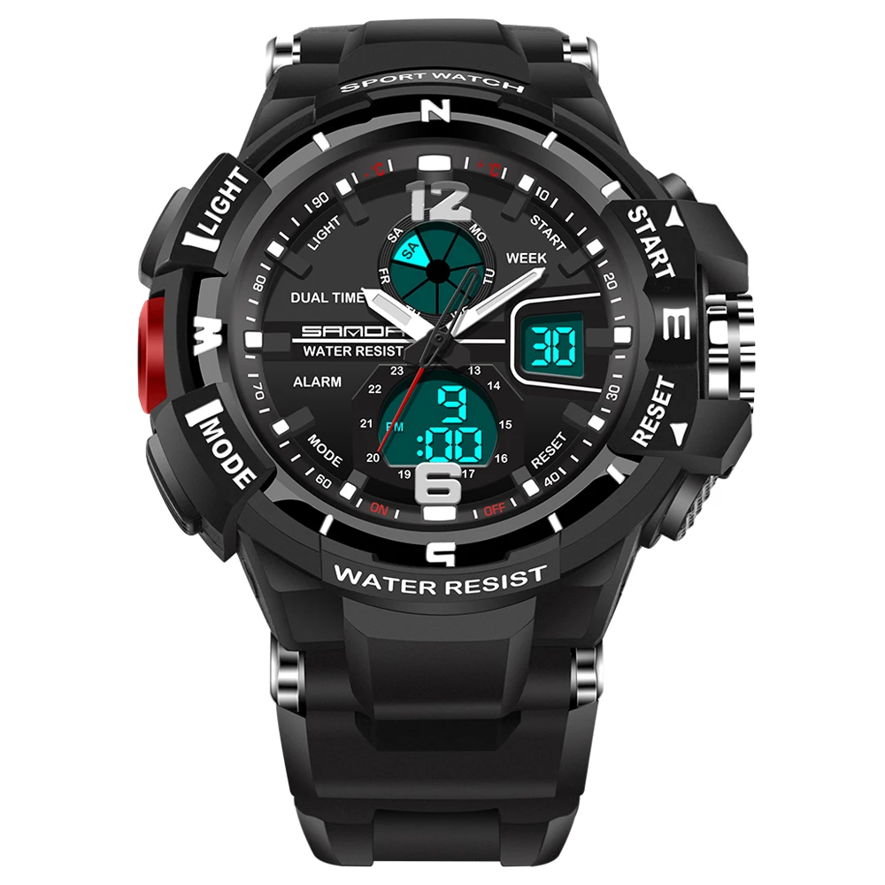 

2018 SANDA 289 Cool Fashion Men Waterproof LED Digital Military Sports Calendar Watch Casual Male Dual Display Analog Watches, N/a