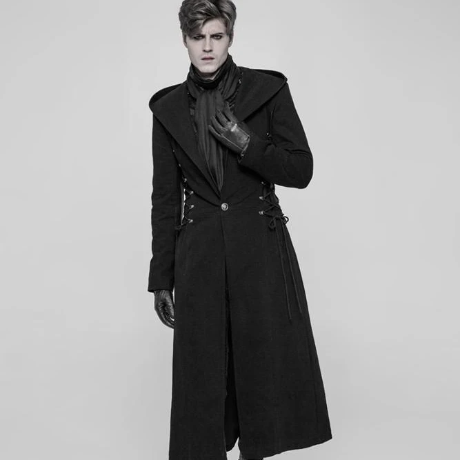 

OY-927 Punk Daily Hooded Jacket fabric Jackets men, Black
