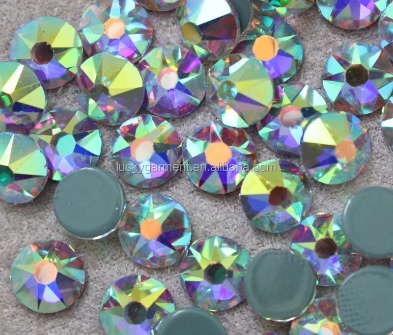 

Newest Design 16 face cut 8 big+8 small facets high quality hotfix flat back rhinestones crystal ab color strass