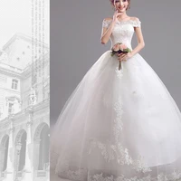 

Elegant Puffy Ladies Women Off Shoulder Wedding Dress A Line White Designers