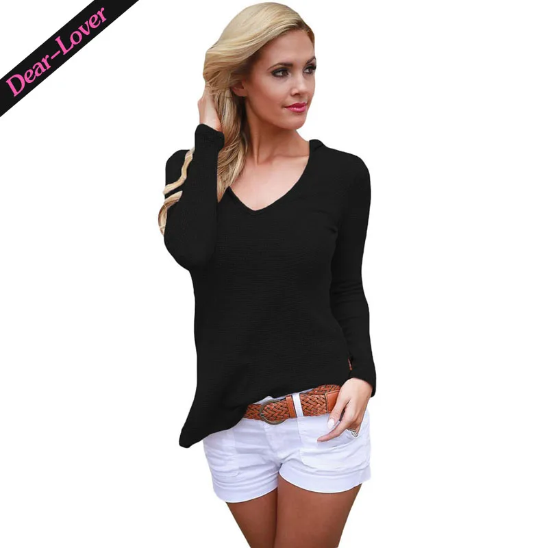 

New Arrival Women Long Sleeve Knit Hooded Top For Autumn, Black