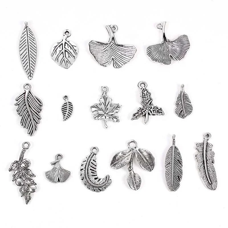 

Mixed Big Leaves Pendant Charms Antique Color Leaf Charms Jewelry Diy Big Tree Leaf Charms For Bracelet Making, Ancient silver