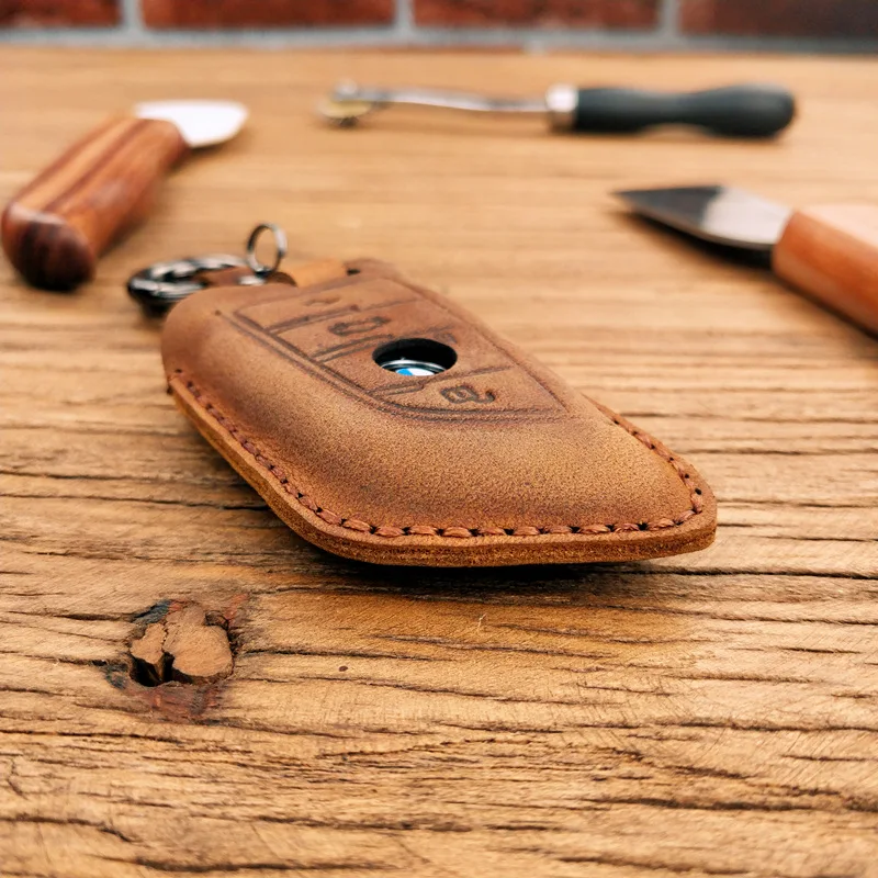 brown leather key case