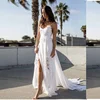 L12616 Boho Beach Wedding Dresses Backless Long Country Lace Bridal Gown