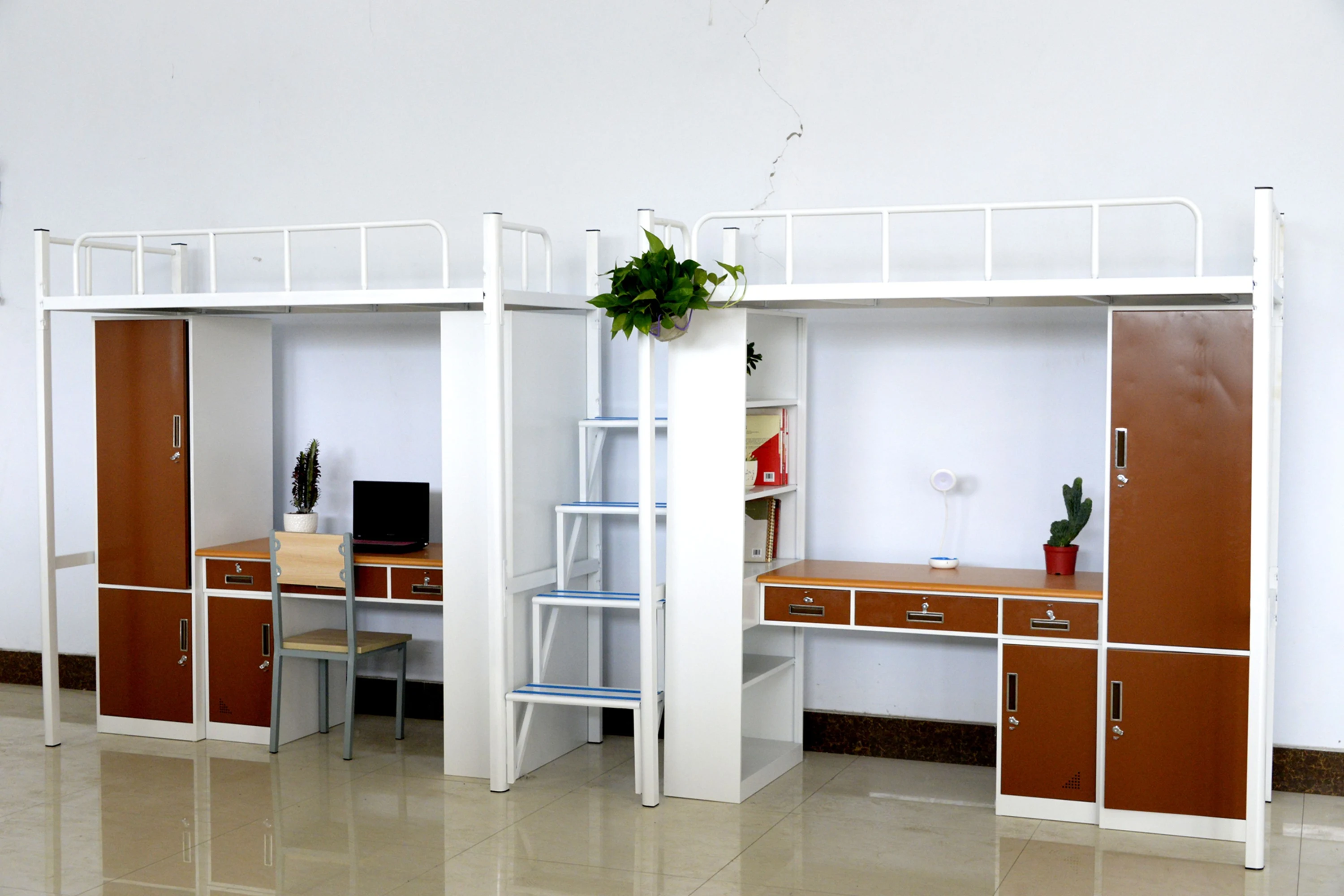 Newest Design College Student Dormitory Metal Apartment Loft Bed with Desk