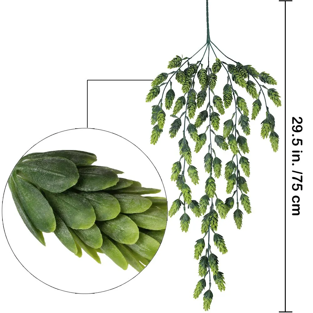 2 Pcs Artificial Hops Flower Vine Garland Plant Faux Hanging Vine Hops