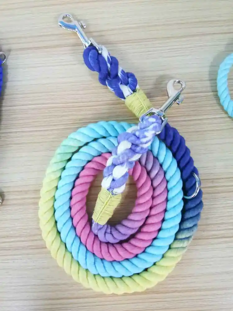 Custom Color high quality new design 100% cotton dog leash With Metal Logo Tag innovative Slip Rope Lead Leash