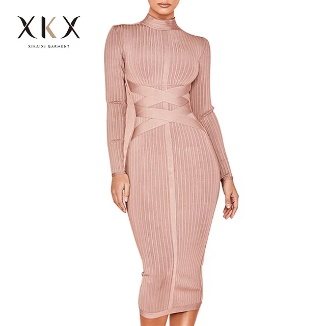 

new bodycon sexy club party dresses long sleeve solid slim bandage dress