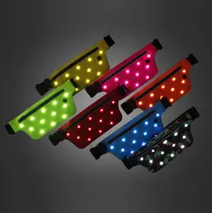 LED Light Running Belt Slim Adjustable Runner Race Waterproof Fitness Workout Belt Sport Pouch Exercise Waist Pack Bag