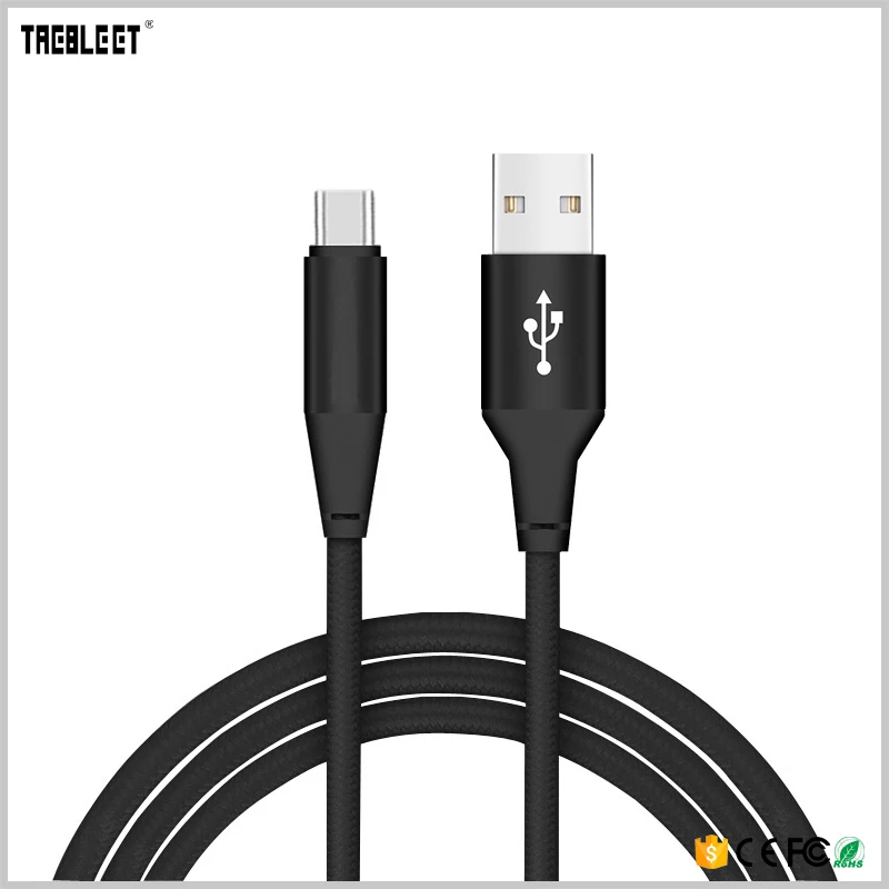 

Hot Sale Quick Charging Type C Cable Black 6FT 10FT Nylon Braided USB 2.0 Sync Cord For Mobile Phone, Black;white;blue;gray;red