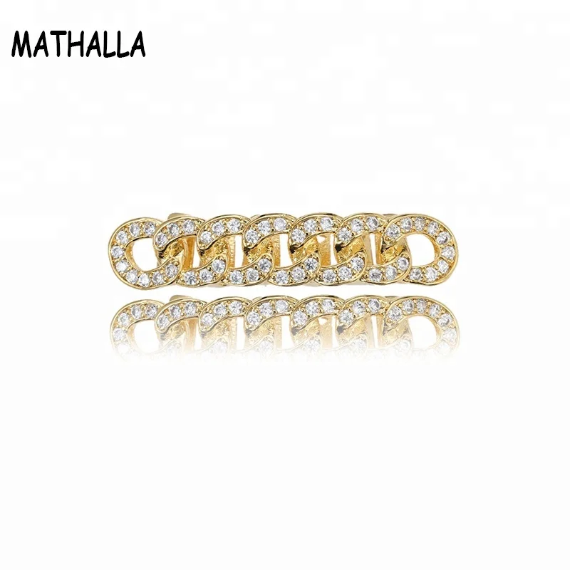 

The New European Hot-Selling Gold Teeth Grillz Set Up The Zircon Chain Hiphop Grillz, Picture