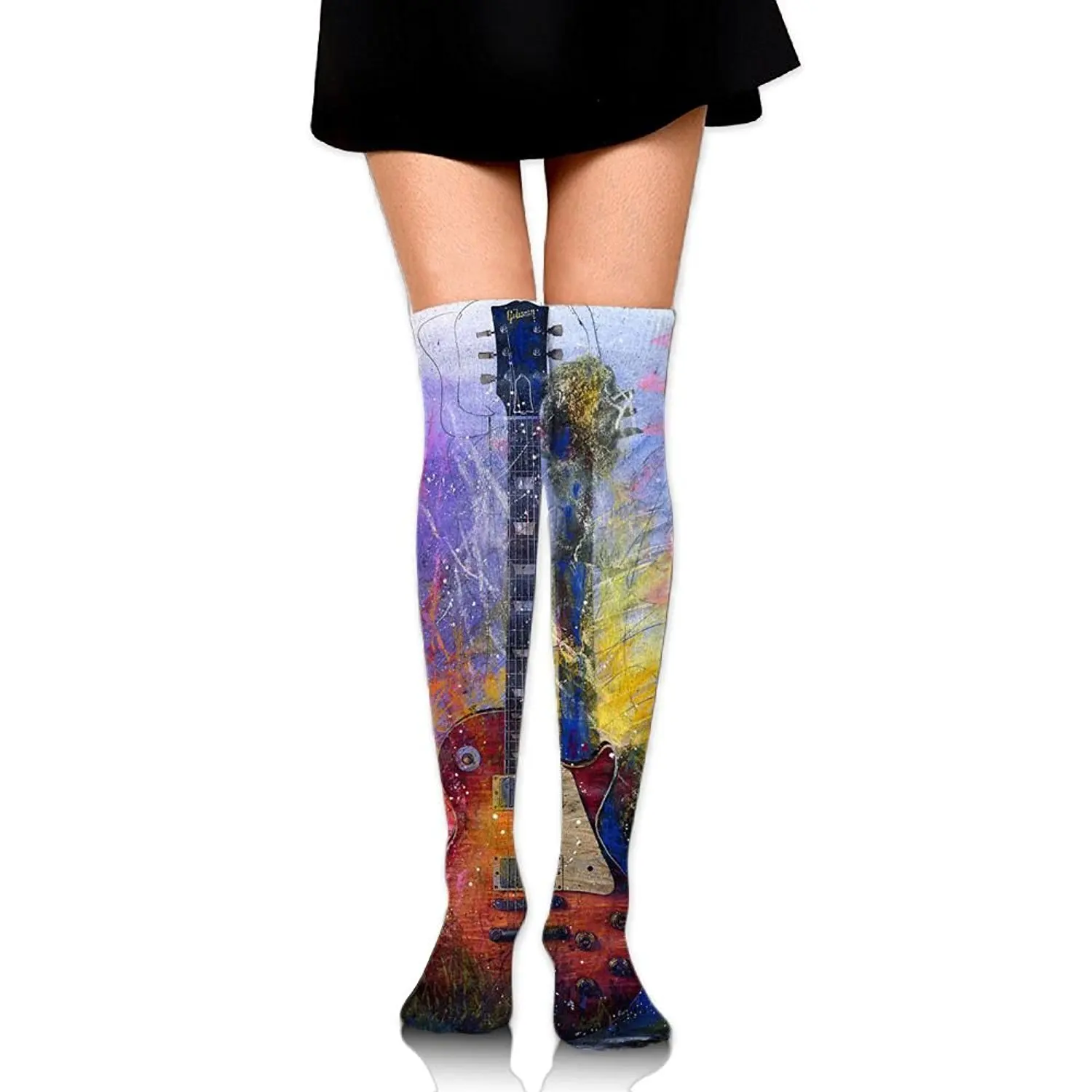 Zaqxsw Guitars Instrument Women Unique Thigh High Socks Cotton Socks For Teen Girls