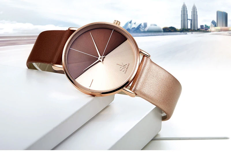 SK Luxury Leather Watches Women Creative Fashion Quartz Watches For Reloj Mujer 2019 Ladies Wrist Watch SHENGKE relogio feminino