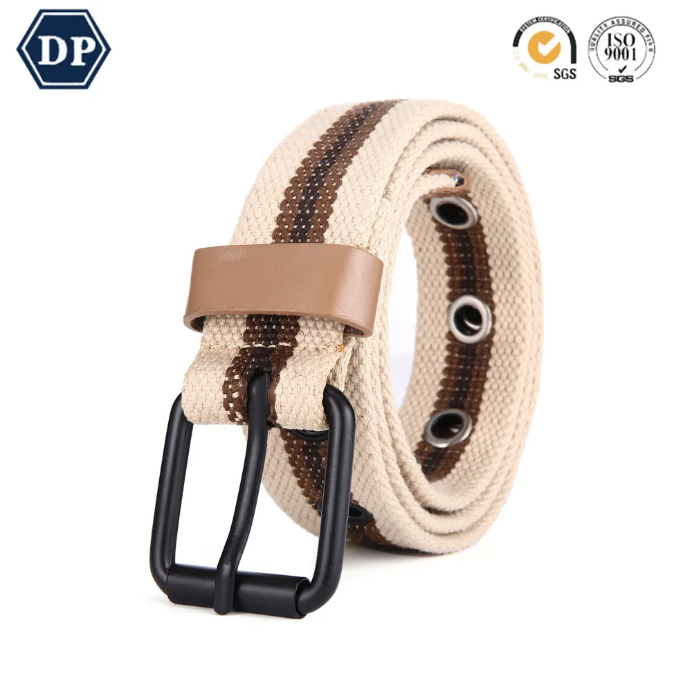 Fashion Plain Polyester bing Belt With Metal Buckle Custom Military