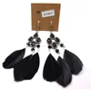 Black feather tassel crystal earrings for gift party wedding anniversary