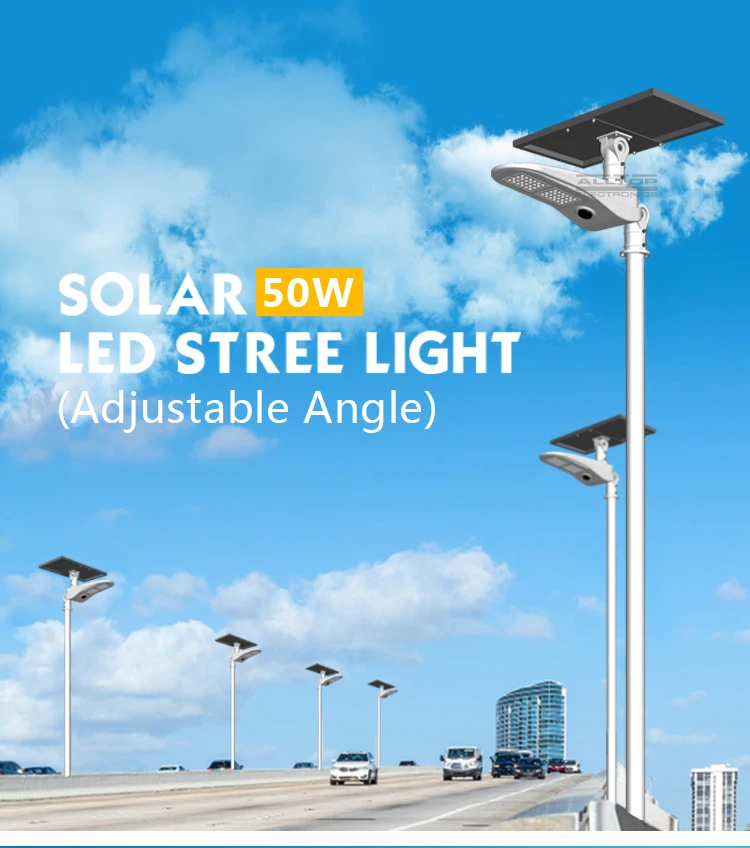 High lumen ip65 outdoor waterproof 50w led solar powered street light price