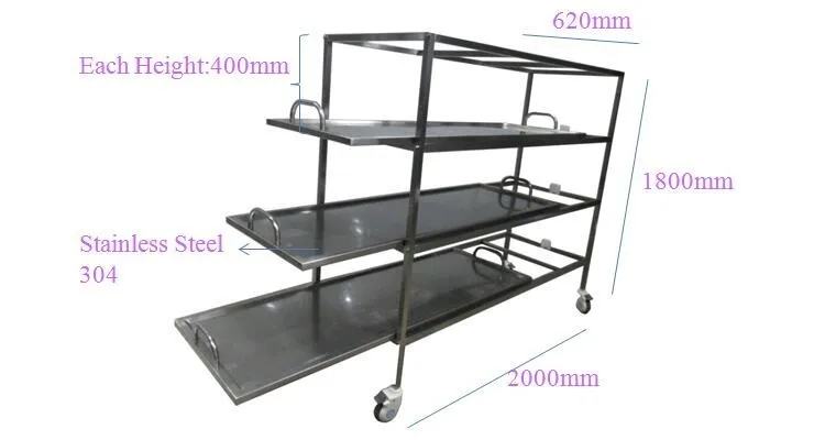 Stainless Steel 304/201 Morgue Equipment 3 12 Body Corpse Storage Rack body storage rack in metal Funeral home