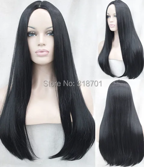 Chic Long Straight Top Grade Synthetic Wig Black New Hairstyle