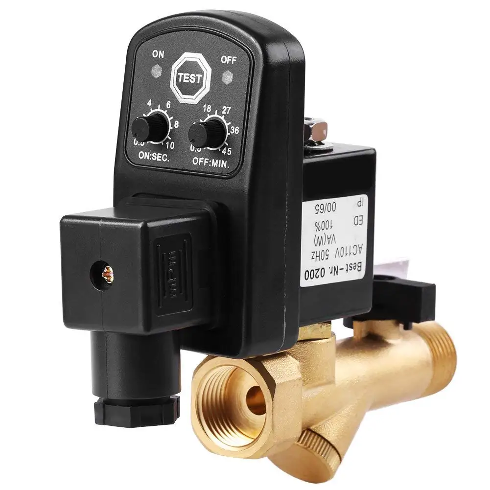 MagiDeal Electronic Timed Air Compressor Gas Tank Automatic 2way Drain Valve AC 110V