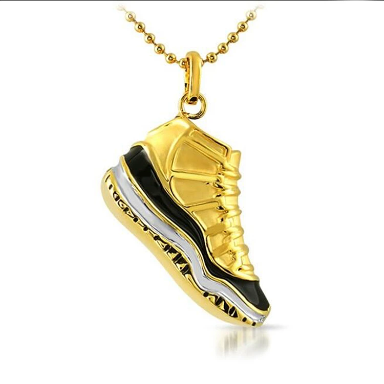 

Men's Gold Basketball Shoes Sneaker Pendant Custom Jewelry Hiphop