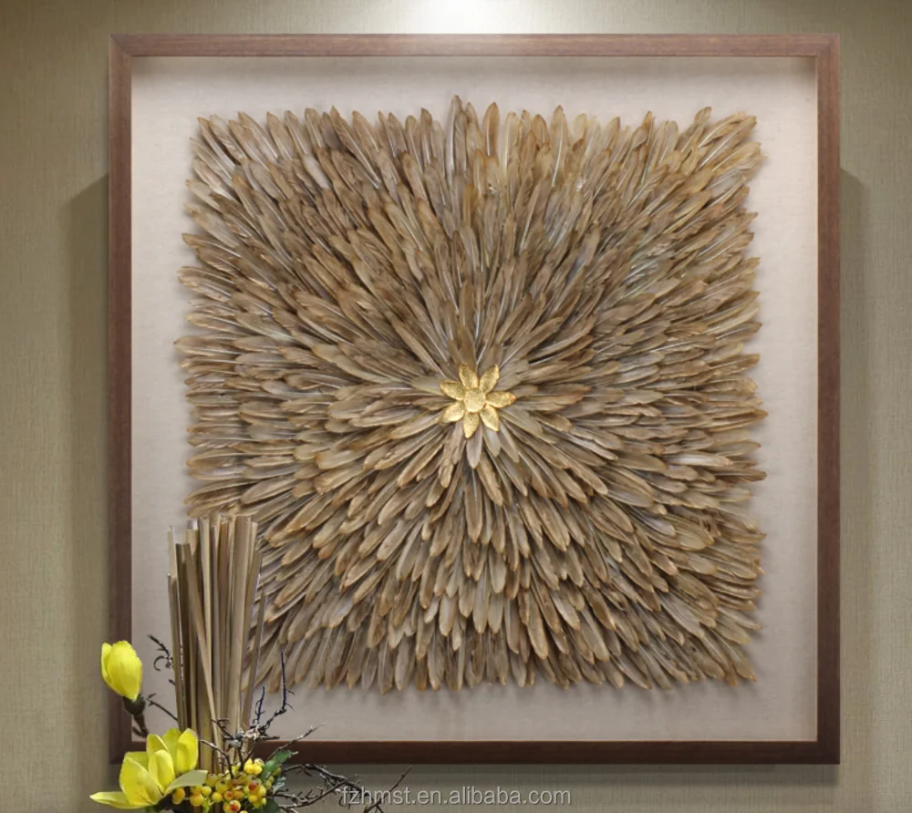 Handicraft 3d Shadow Box Frame Feather Art For Modern Decoration