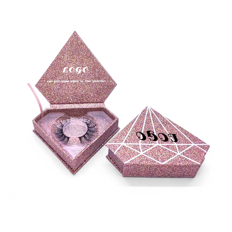 

Glitter Eyelash Packaging empty diamond shape box For Lashes