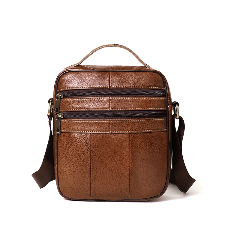 

Guangzhou Factory High Capacity Retro Casual Vertical Shoulder Sling Strap Men Genuine Leather Travel Messenger Bag For Tablet, Coffee