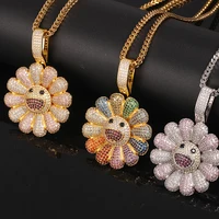 

Missjewelry Hip Hop Jewelry Color New Year Sunflower Flower Iced Out Pendant