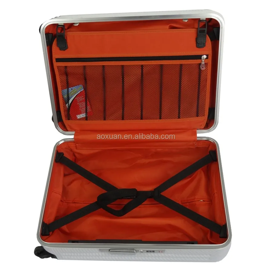 Abs / Pc Aluminum Frame Suitcase With Front Easy Open Access Pocket
