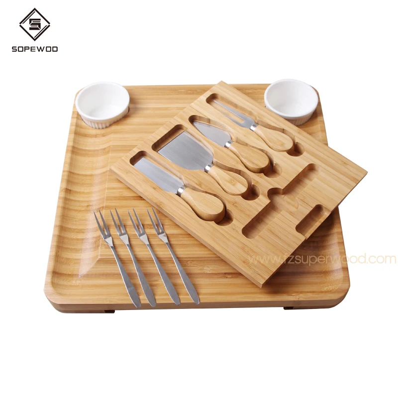 

Kitchen Bamboo Cutting Board,Wooden Cutting Board With Cheese Slicer