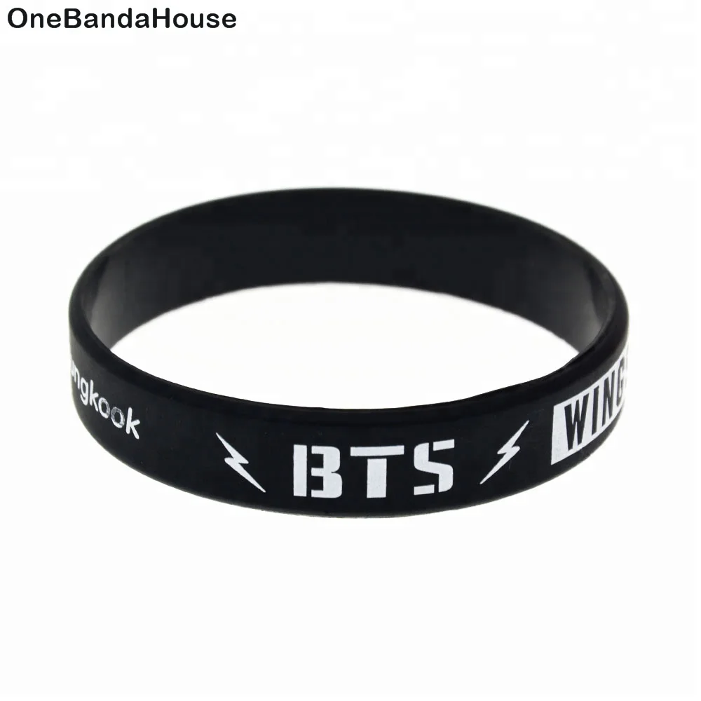 

Wholesale 50PCS/Lot Classic Decoration Bracelet BTS Wing Silicone Wristband, White;green;black