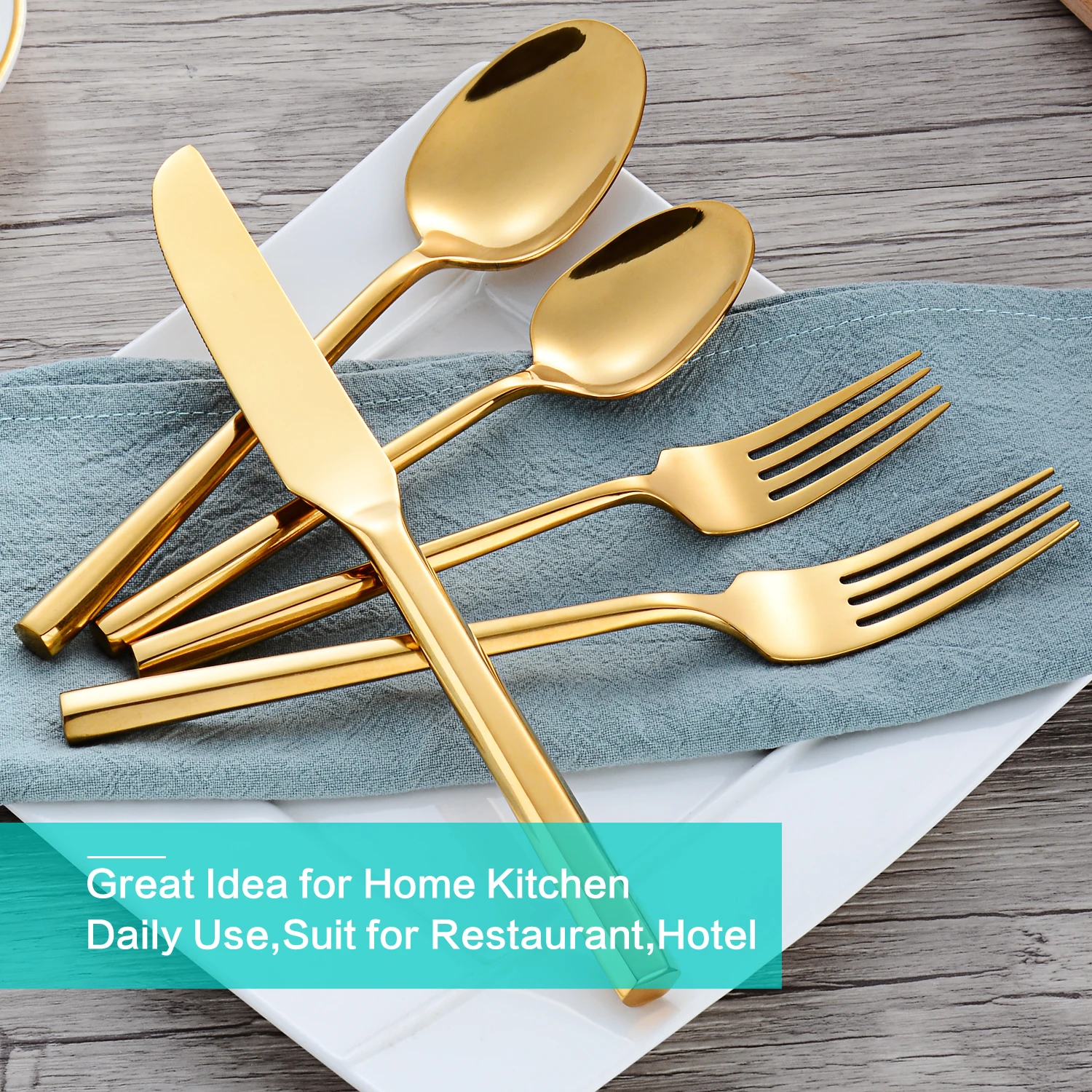 Wholesale Stainless Steel Hexagonal Gold Cutlery Wedding Utensils