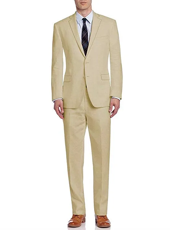 Summer Fashion Linen Man Suit Smart Casual Business 2 Piece Suit For ...
