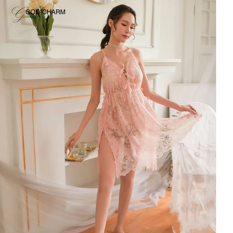 

*GC-86970159 2020 new arrivals Wholesale Beautiful Girl See Wholesale Bestsale Through Sexy Baby Doll Nighty Dress With Thong, Black, white, pink, rose, light purple