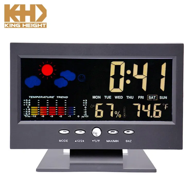 Khcl001 King Height Big Digital Hightech Alarm Weather Station Sound