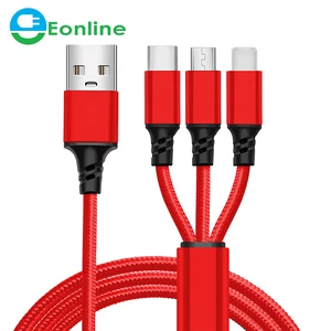 Eonline Multi Charger Cable Universal 3 in 1 USB Charging Cable with Micro USB Type c Port Cable for 8-PIN Most Android Phones