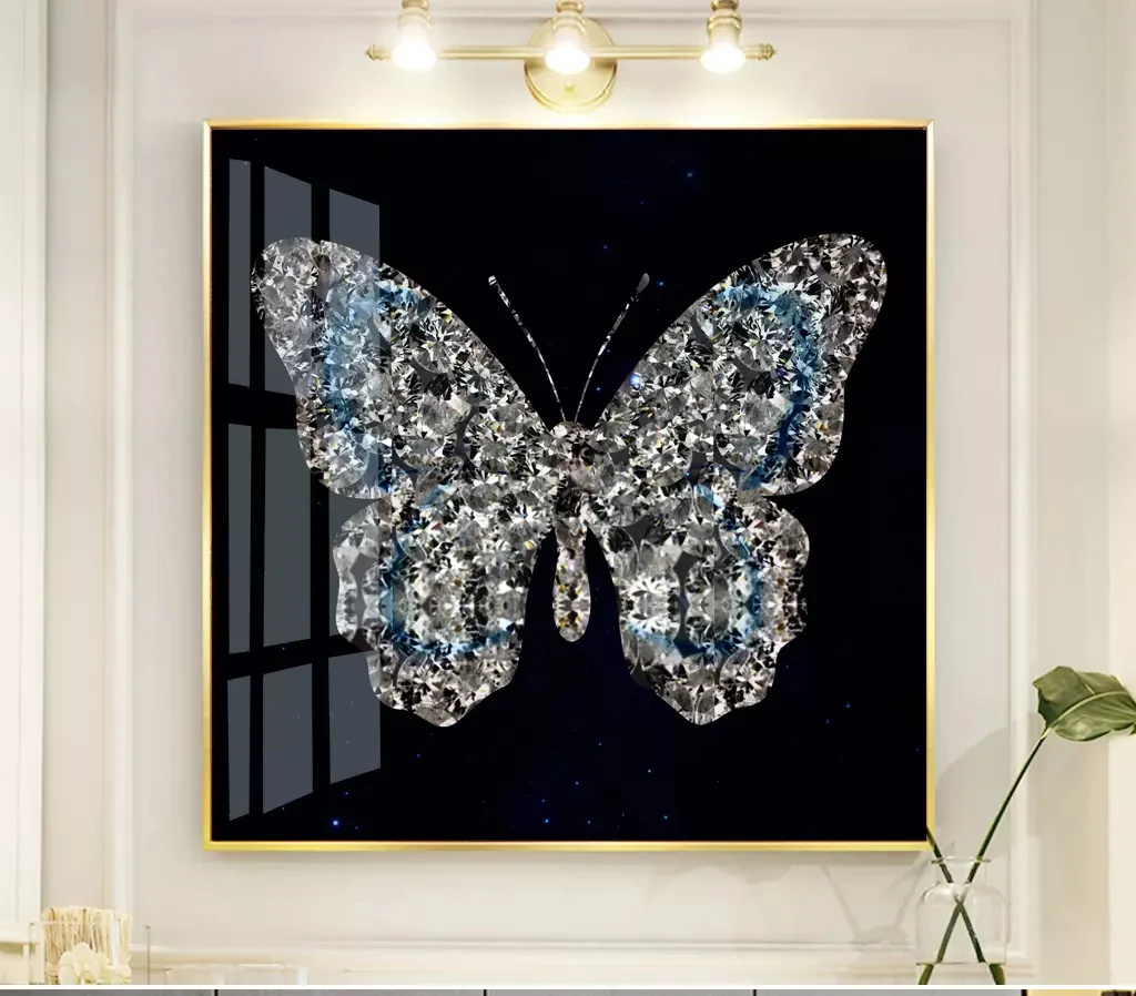 热卖玻璃图片水晶瓷画蝴蝶