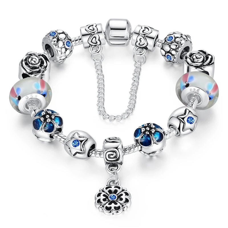 

Amazon Hot Sale Bracelet Qings 925 Sterling Silver Plated Cherry Blossom Bracelets For Girls