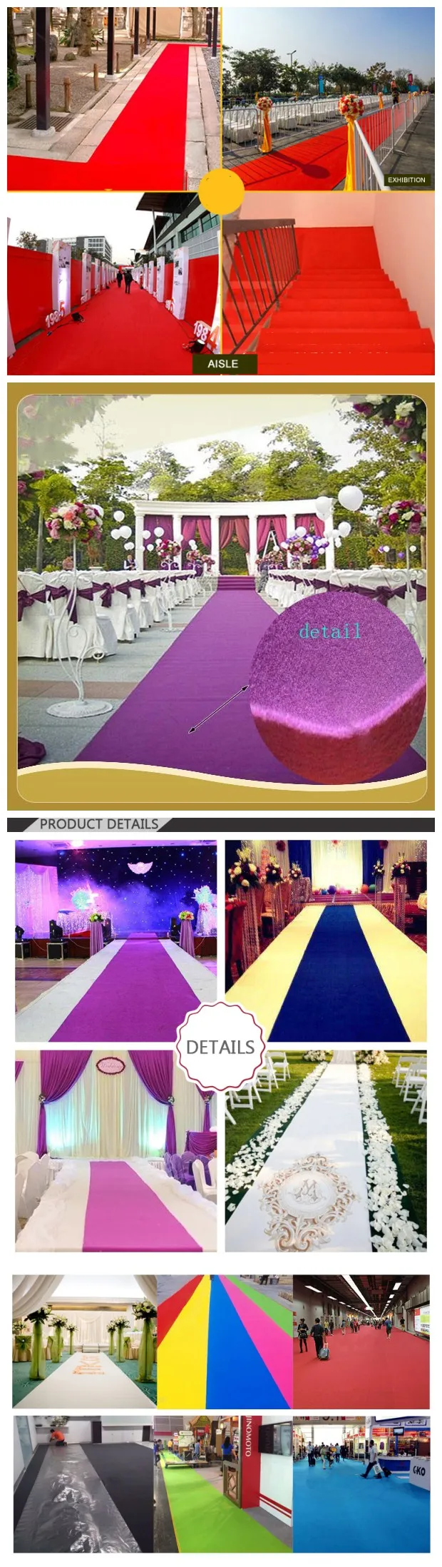 No Tejida Perforada Aguja Simple Boda Alfombra De Exposición - Buy