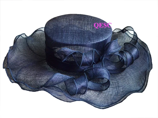 navy wide brim wedding hat