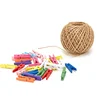 Wooden Clip Natural Jute Twine 3 Ply Twisted String Rope for Toys Craft Gift DIY Gardening