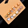 Fashion new design pearl flower bow shaped 6 pieces stud earrings sets
