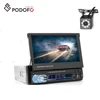 Podofo Car Stereo Radio Player Bluetooth 1Din 7" HD Retractable Touch Screen Monitor DVD MP5 Player + 8 IR Rear View Camera