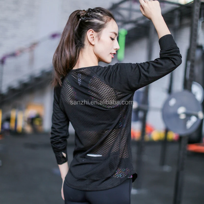 

Womens Long Sleeve Loose Fit Quick Dry Women's Training Sport GYM T Shirt, N/a