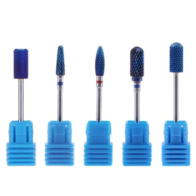 

5 style Blue Tungsten Round Flame Carbide Burrs Nano Coating Nail Drill Bit Metal Bits Nail Drill Manicure Electric Accessories
