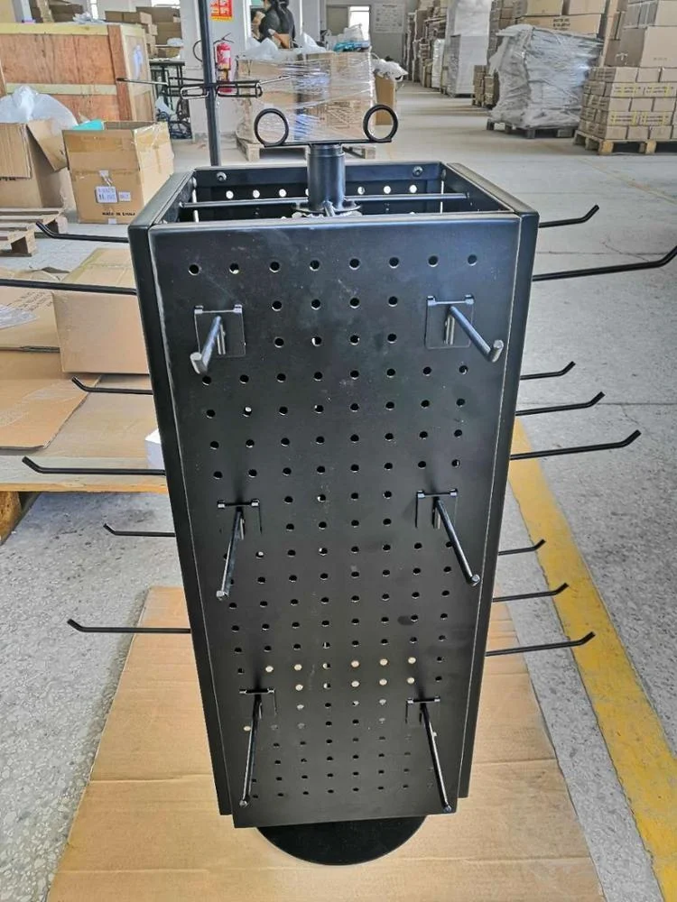 Countertop Metal Spinning Rotating Pegboard Display Rack With Hooks