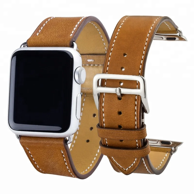 

Amazon hot sell 38mm 42mm genuine grain barenia leather apple watch iwatch band strap leather, Black/brown/purple/navy/red