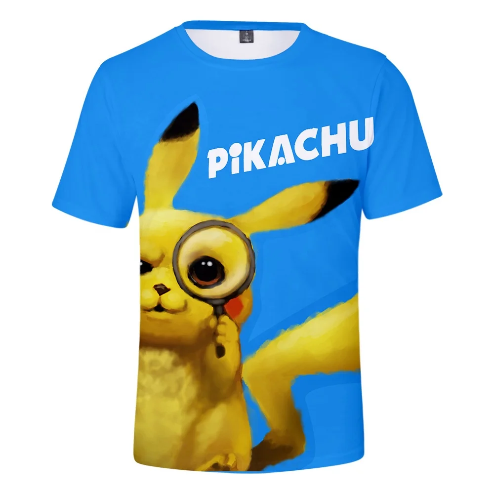 

Detective Pikachu t-shirts 3D custom logo printing wholesale pokemon t-shirts