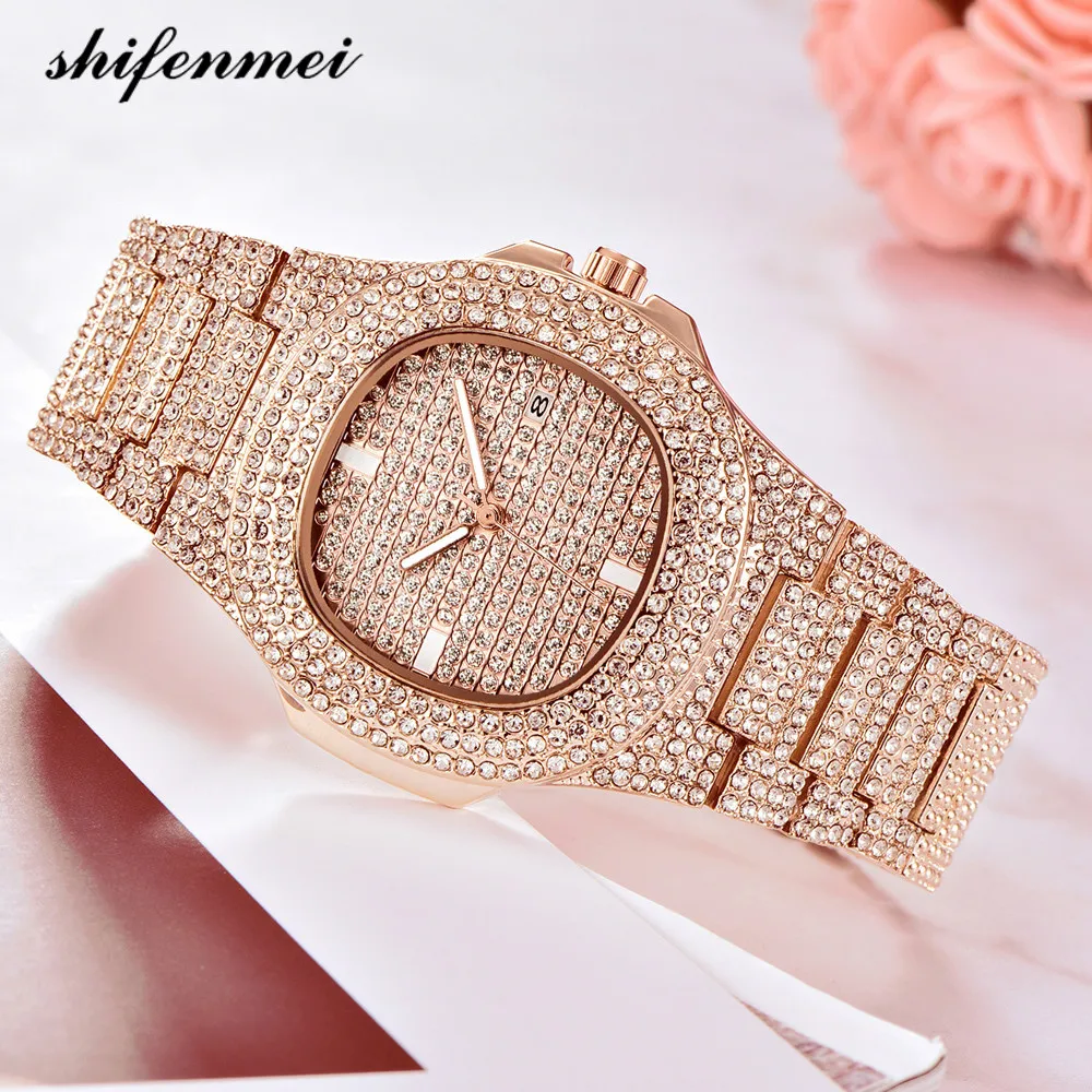 

women watches top brand luxury Bling Rhinestone Watches Quartz Iced Out Gold Silver Diamond Wrist Watch Relogio Feminino