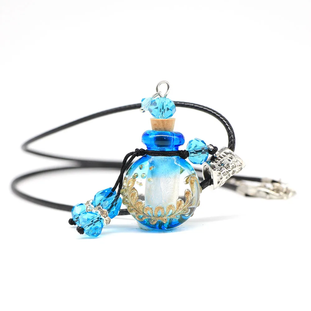 

Murano glass bottle pendant essential oil diffuser necklace